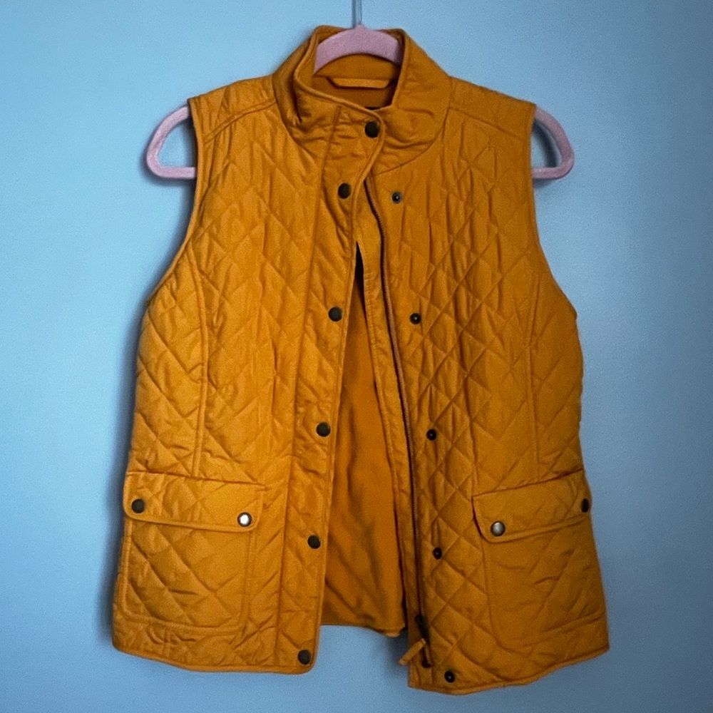 Talbots Mustard Yellow Fleece Vest Size Small